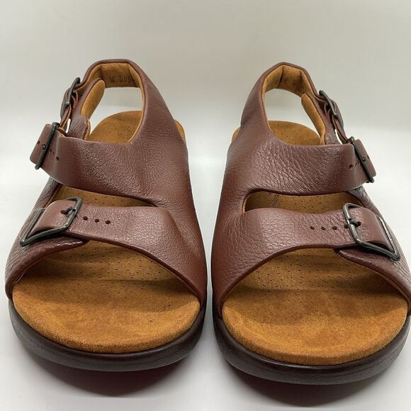 SAS Relaxed Comfort Amber Brown Leather Sandals with Buckle Straps